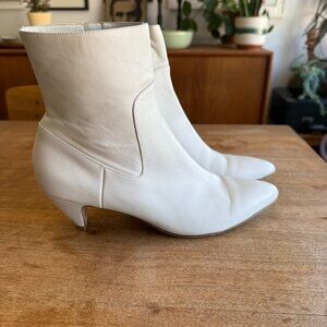 Vince - white leather heeled bootie with zipper